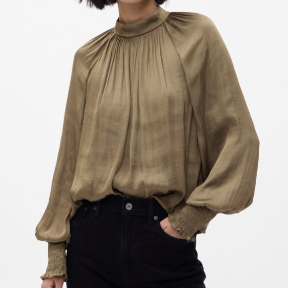 Satin mockneck shirt - Picture 1 of 5